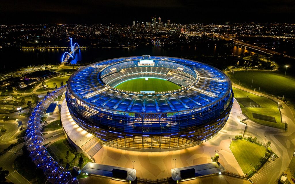 Optus Stadium, a short drive from Base Camp Vic Park